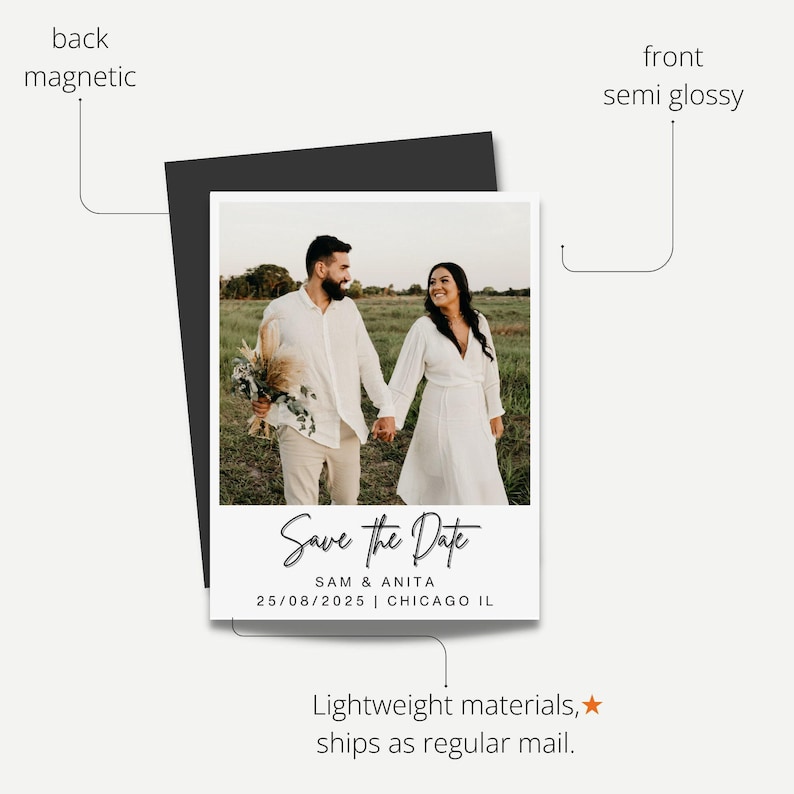 Save The Date Wedding Photo Magnets Retro Wedding Invitation QR Code Save the Date Cards Digital Magnets Fridge Gift for Couple Photo Invite image 2