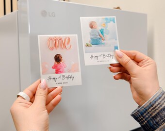 First Birthday Magnets, Photo Family Keepsakes, Flexible Photo Magnets, Baby Birthday Decor, Photo Gift Idea
