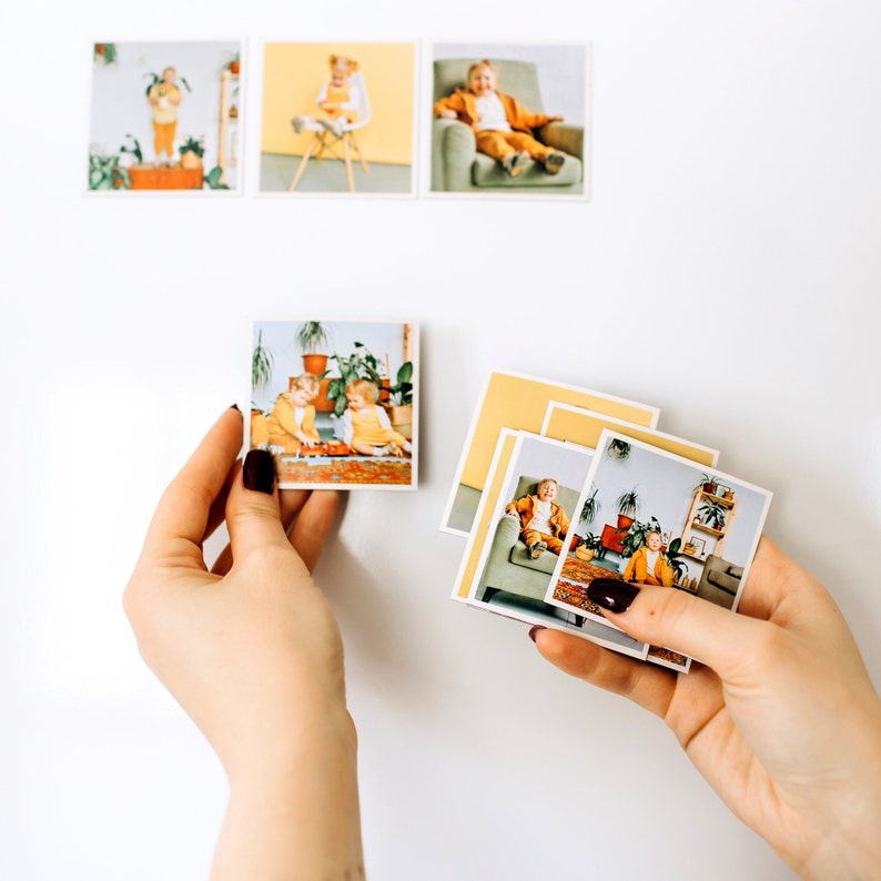 Magnetic photo keepsakes - Transform your photos into magnets, creating a unique display for your fridge or magnetic board.