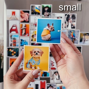 Close-up of a custom fridge magnet featuring a high-quality print of a family photo on lustrous premium photo paper