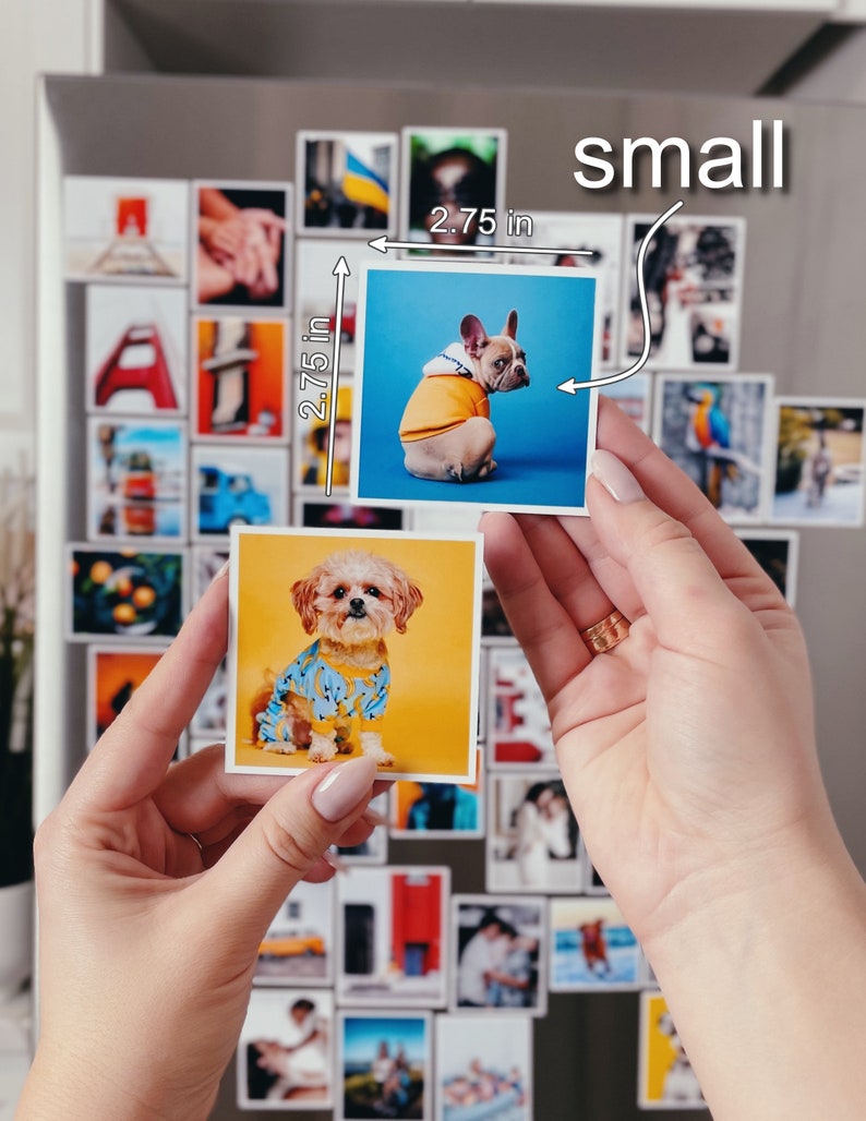 Custom photo magnets | Personalized fridge magnets with your own pictures - showcase your memories and add a personal touch to your kitchen decor. Perfect for gifting or creating a unique magnetic display.