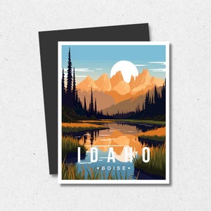Aimant d'État Idaho 50, aimant magnétique unique paysage urbain de l'État, cadeau pour les amateurs de voyages, carte souvenir d'aventure Aimant de réfrigérateur