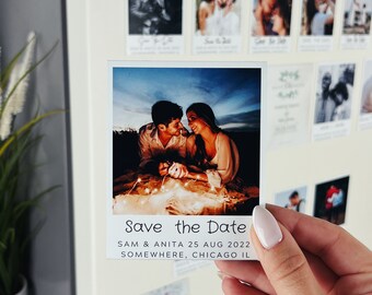 Gepersonaliseerde fotomagneten - Huwelijksuitnodiging Bewaar de datumkaarten en cadeaus - Gepersonaliseerde gedrukte uitnodigingen