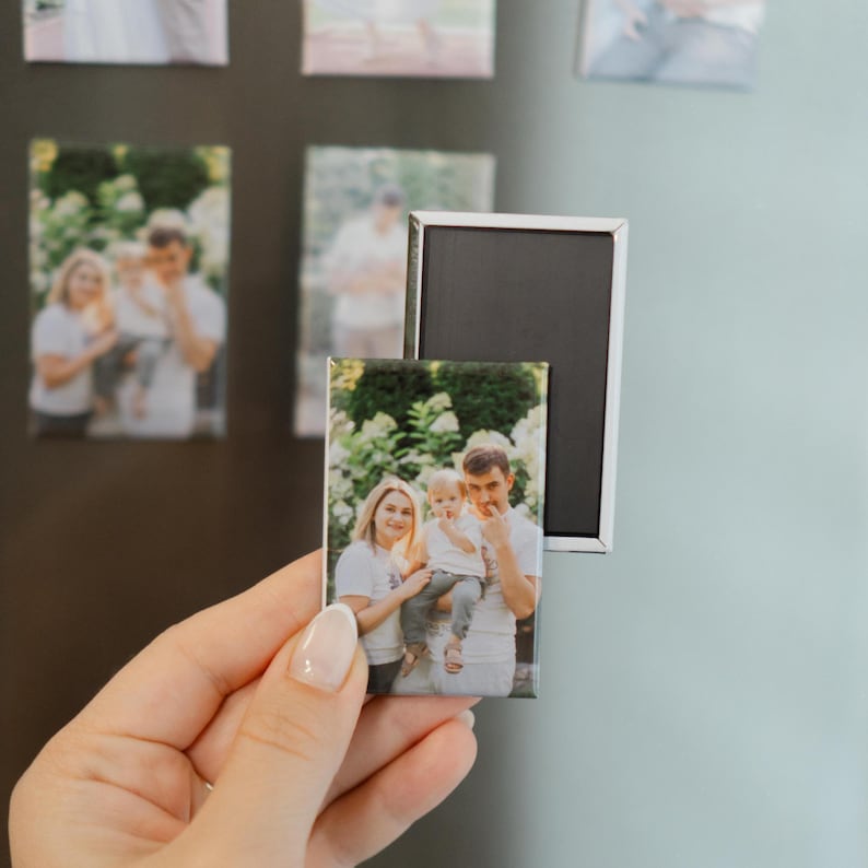 Button Magnets Personalized Photo Fridge Magnets Hardback Personalized Decor Square Picture Magnet Photo Keepsake 1st Birthday Gift Favor image 17