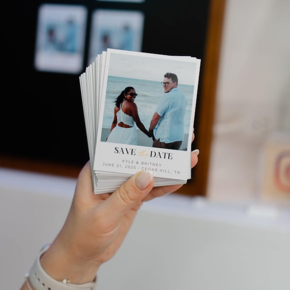 Save The Date Wedding Photo Magnets Retro Wedding Invitation QR Code Save the Date Cards Digital Magnets Fridge Gift for Couple Photo Invite