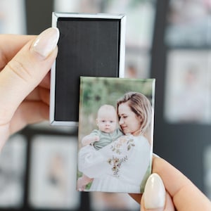 Button Magnets Photo Family Fridge Keepsake 1 st Birthday Gift for Mom Square Strong Magnets Photos Button Room Magnetic Decor Personalized