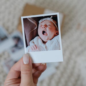 Fotodruck Retro Quadrat Foto Magnet Geschenk für Eltern Foto Andenken Magnetisch Baby Shower Favor Individuelle Fotokarte mit Baby Foto mit Text