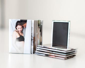 Button Magnets Personalized Photo Fridge Magnets Hardback Personalized Decor Square Picture Magnet Photo Keepsake 1st Birthday Gift Favor
