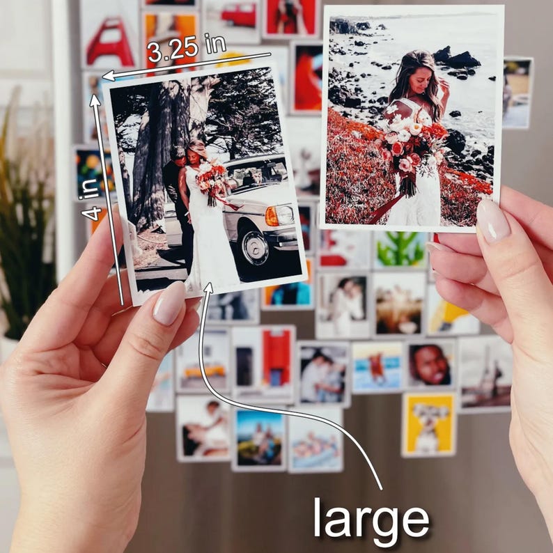 a person holding up a polaroid with pictures on it