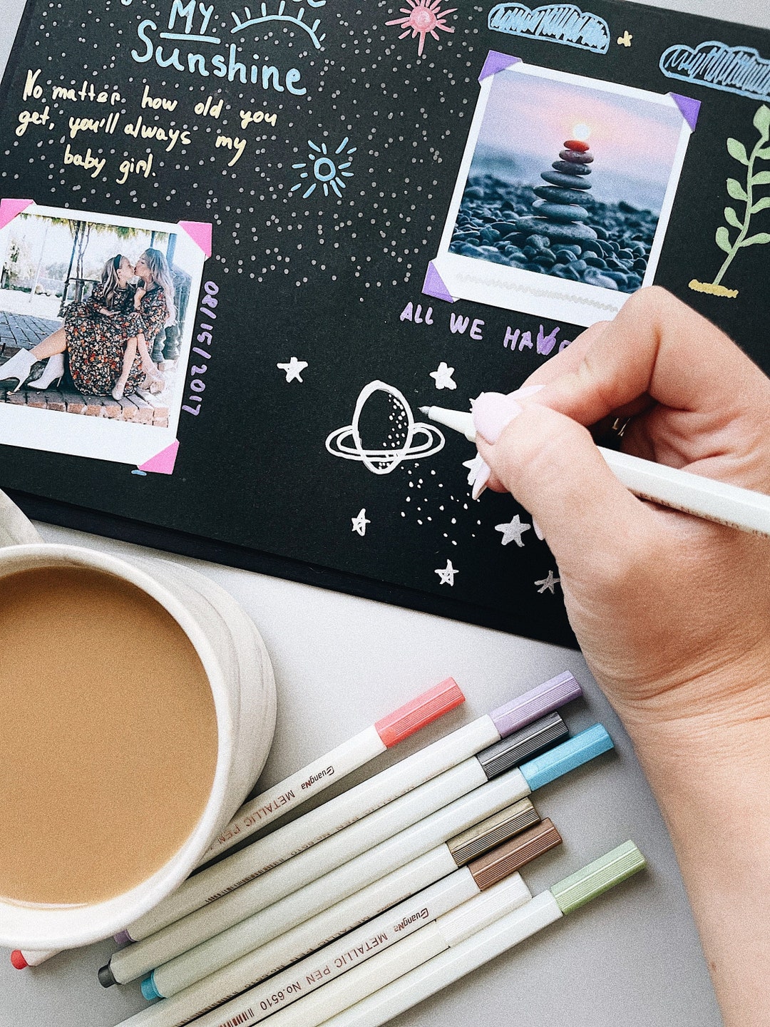 Scrapbook With 80 Black Pages Personalized Photo Included Black