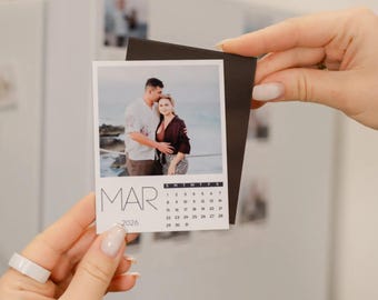Mini aimants personnalisés pour calendrier 2026 : 12 aimants photo mensuels, cadeau de Noël, bas de Noël,