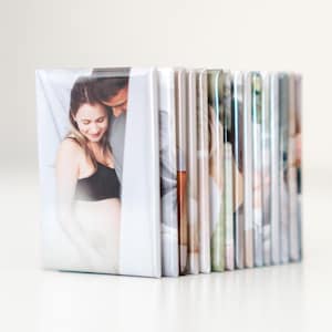 Button Photo Magnets Custom Birthday Keepsake Grandma Gift Fridge Magnets Favor Square Small Picture Decor for Room Hardback Magnets Bulk
