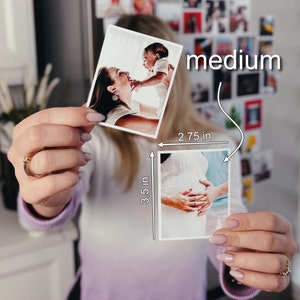 Customized photo magnets with vibrant designs and personalized messages - a perfect way to display cherished moments and add a personal touch to your refrigerator or magnetic surface.