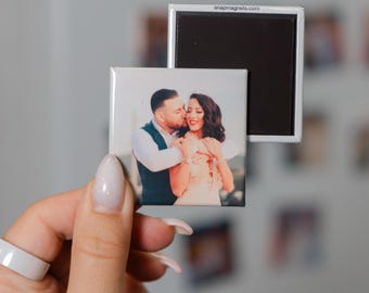 Wedding Button Magnets, Custom Button Photo Decor, Square Magnets