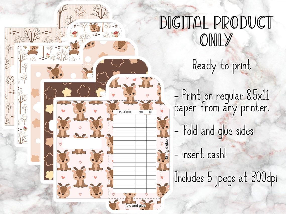 Cash Envelope Printable Kawaii Deer Money Envelopes - Etsy