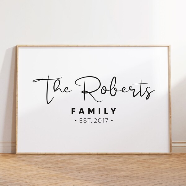 Personalisierter Familienname-Druck, personalisiertes Familienschild-Wandkunst, Nachname-Zeichen, neues Zuhause-Druck, Familienhaus-Drucke, individuelle Wandkunst
