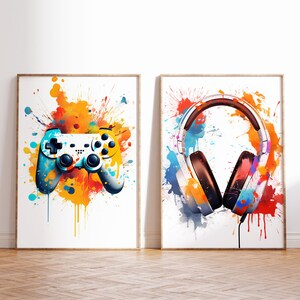 Speltryck | Set med spelposters | Väggkonstset med spel | Dekor för spelrum | Dekor till pojkrum | Gif för spelare | Konst för spelrum