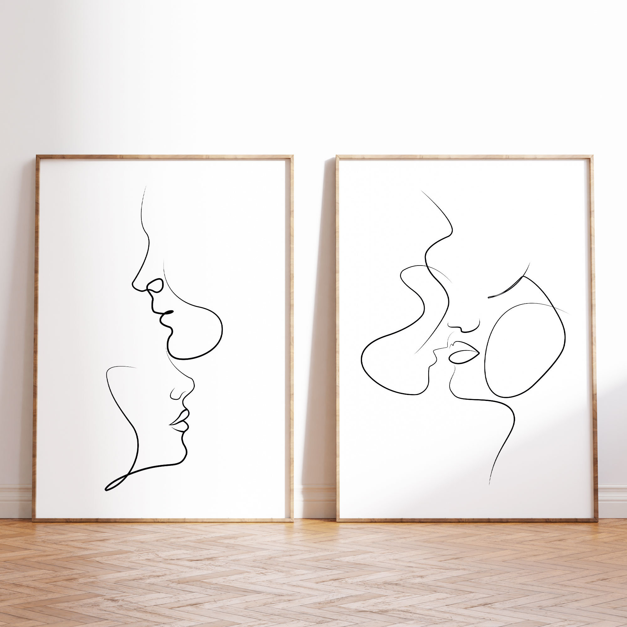 Couple Line Drawing Face | Line Art Couple | Poster Lovers | Set of 2 ...