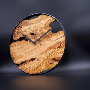 Große Wanduhr Holz XXL moderne Wanduhre in schwarz und gold für Wohnzimmer Wanddeko Geschenk Anthrazit