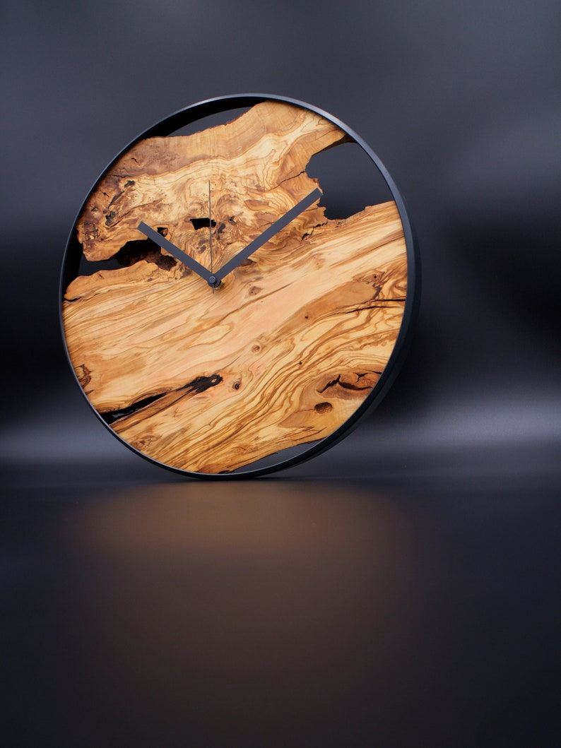 Große Wanduhr Holz XXL moderne Wanduhre in schwarz und gold für Wohnzimmer Wanddeko Geschenk Anthrazit