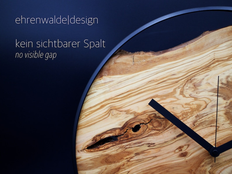 Große Wanduhr Holz XXL moderne Wanduhre in schwarz und gold für Wohnzimmer Wanddeko Geschenk Bild 4