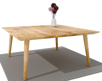 Mesa de centro Mesa de salón Madera Roble macizo Roble Silvestre Cuadrado Diseñador con borde suizo Roble 80 x 80 cm