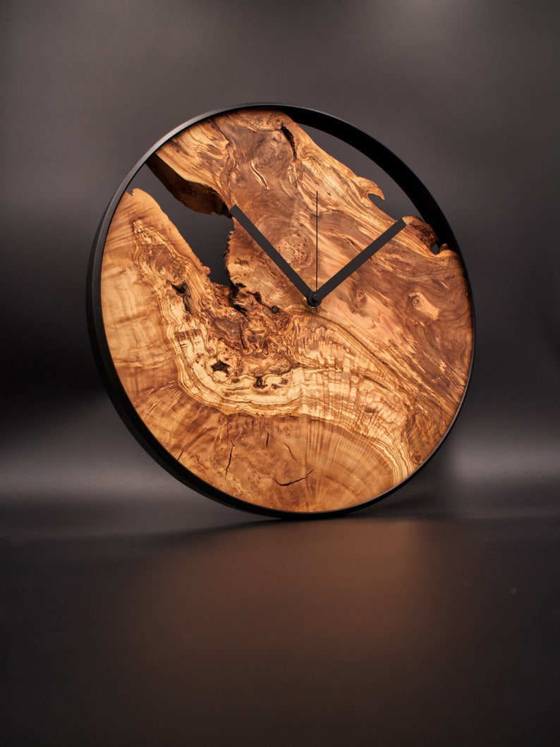 Große Wanduhr Holz XXL moderne Wanduhre in schwarz und gold für Wohnzimmer Wanddeko Geschenk Schwarz