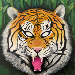Original Canvas Tiger Painting, Wall Art, Animal Painting
