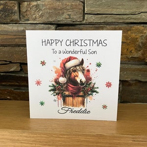 Personalisierte Weihnachtskarte, Reiter Weihnachtskarte, Weihnachtskarte für Pony Reiter, Pony Karte, Pferdekarte, Karte für Pferdemenschen, HK 8