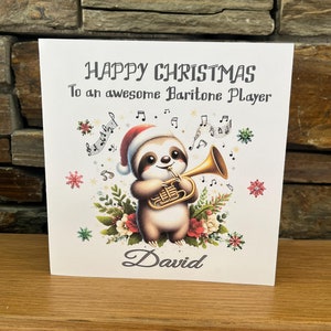 Cartão de Natal personalizado, Cartão de Natal para instrumento musical, Cartão de Natal para músico, Cartão de música, Barítono, Professor de música