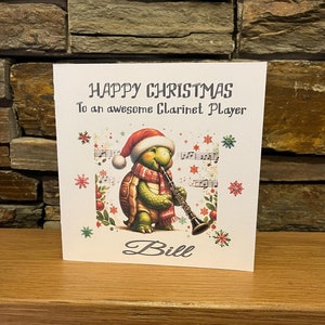 Carte de Noël personnalisée, carte de Noël pour instrument de musique, carte de Noël pour musicien, carte de musique, clarinettiste, professeur de musique