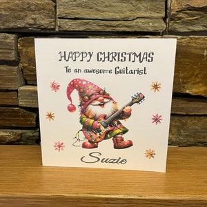 Tarjeta de Navidad personalizada, tarjeta de Navidad con instrumento musical, tarjeta de Navidad para músico, tarjeta de música, guitarrista, profesor de música