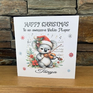 Carte de Noël personnalisée, carte de Noël pour instrument de musique, carte de Noël pour musicien, carte de musique, joueur de violon, professeur de musique