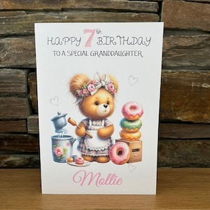 Carte d'anniversaire personnalisée pour fille, carte pour fille, petite-fille, soeur, nièce, cousine, amie, petite fille, 1er 2e 3e 4e 5e 6e 7e