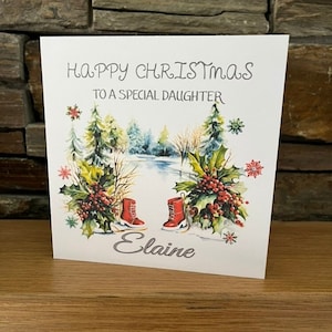 Carte de Noël personnalisée, carte de Noël pour fille, petite-fille, belle-fille, soeur, tante, nièce, cousine, amie, petite fille