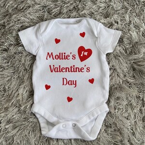 Personalised Valentine&#39;s baby gift, My first Valentine&#39;s Day, Personalised Babygrow, Bodysuit, Baby Shower Gift, Gift for newborns