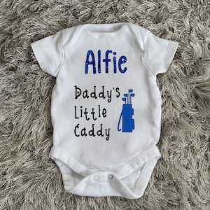 Personalized Father&#39;s Day Babygrow: Daddy&#39;s Little Caddy Golf Bodysuit