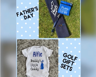 Personalised Father's Day Golf Gift Sets, Daddy's little caddy, Personalised vets, Gift for dads, Golf lover gift