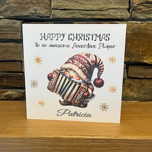 Cartão de Natal personalizado, Cartão de Natal para instrumento musical, Cartão de Natal para músico, Cartão de música, Acordeonista, Professor de música