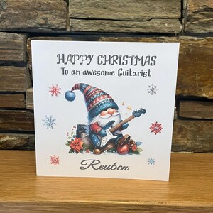 Gepersonaliseerde kerstkaart, kerstkaart muziekinstrument, kerstkaart voor muzikant, muziekkaart, gitarist, muziekleraar