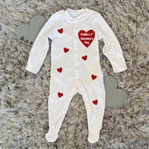 Personalised Valentine&#39;s baby gift, My first Valentine&#39;s Day, Personalised Babygrow, Bodysuit, Baby Shower Gift, Gift for newborns