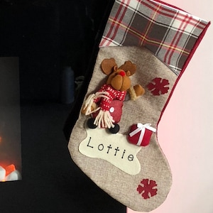 Tartan Personalised Stocking/Name Stocking/3D Christmas Stocking/Christmas Stocking/Santa/Reindeer/Snowman/Father Christmas