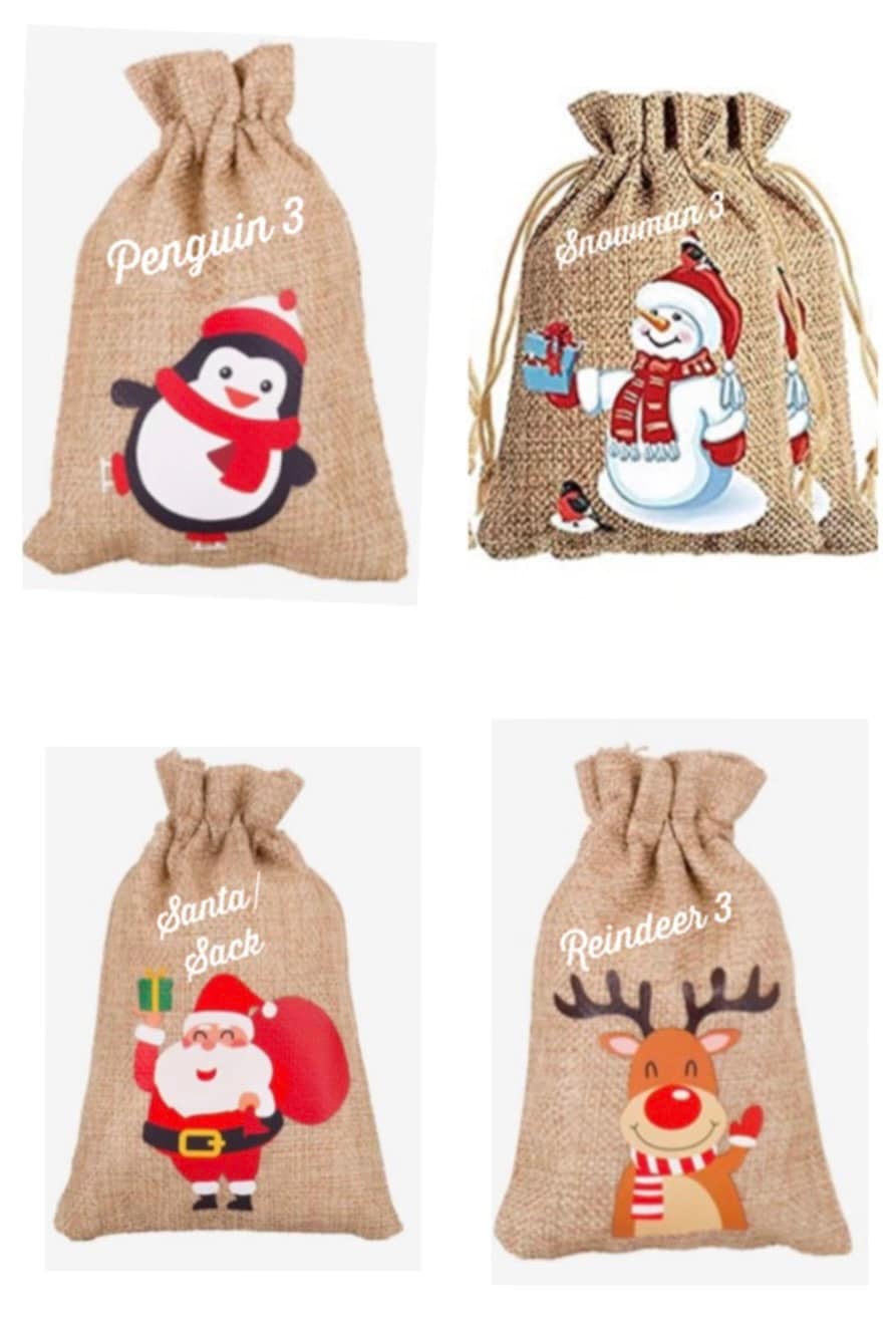 Personalised Mini Sack/Christmas Treat Bag/Table gift bag /jute bag/Favour Bag/Gift Bag
