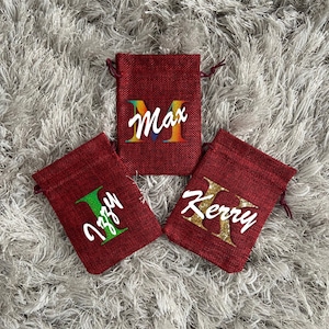 Mini saco personalizado / bolsa de regalo de Navidad / bolsa de regalo del Día de San Valentín / bolsa de regalo de mesa / bolsa de yute