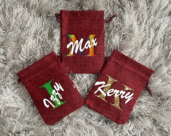 Personalisierte Jute-Geschenktüte, Geschenktüte mit Initialen und Namen