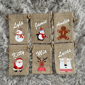 Mini bolsa personalizada / bolsa de regalo de Navidad / bolsa de regalo de mesa / bolsa de yute / bolsa de regalos / bolsa de regalo