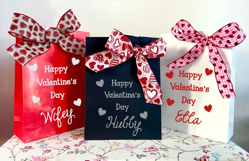 Personalised Gift Bags/Valentines Day Gift Bags/Happy Valentines Day Gift Bag/Gifts for her/Gifts for him image 1