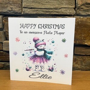 Cartão de Natal personalizado, Cartão de Natal para instrumento musical, Cartão de Natal para músico, Cartão de música, Flautista, Professor de música