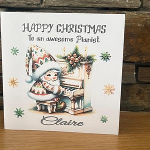 Tarjeta de Navidad personalizada, Tarjeta de Navidad de instrumento musical, Tarjeta de Navidad para músico, Tarjeta de música, Pianista, Tarjeta de piano, Profesor de música