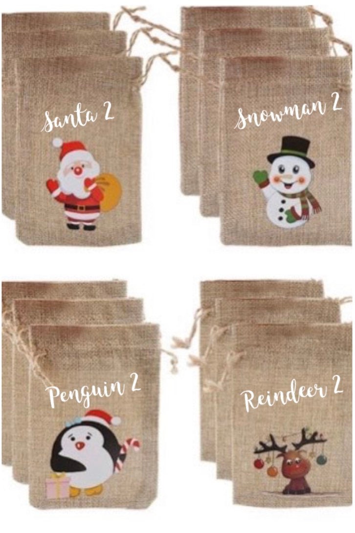 Personalised Mini Sack/Christmas Treat Bag/Table gift bag /jute bag/Favour Bag/Gift Bag